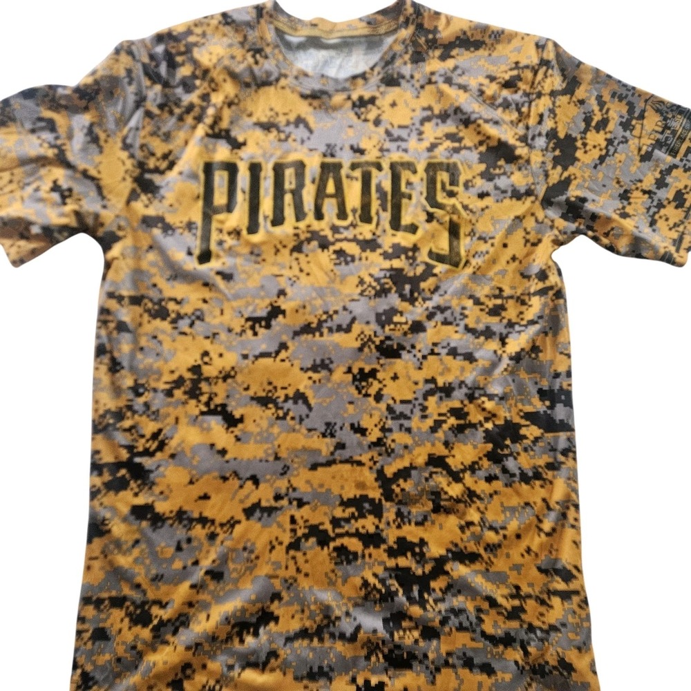 Pirates Shirt Mens Medium Yellow Camo Baseball‎ Babe Ruth Jersey Number 8